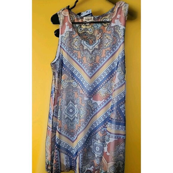 NWT Boutique One World Women's Tank Floral Colorful New Large Boho Cr60 Tunic - Picture 1 of 6